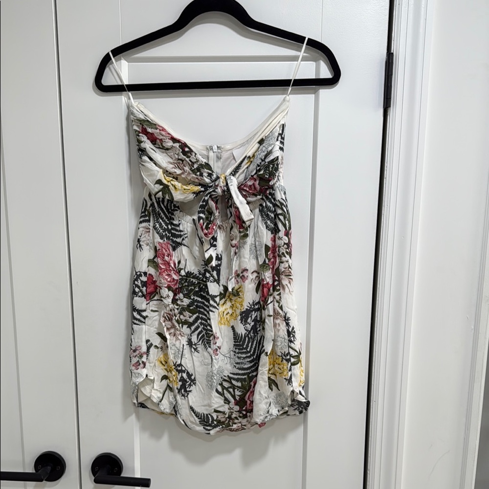 Skylar + Madison White and Green Tie Front Camisole